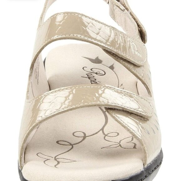 Propet Sandal Cream Metallic Croc Print Trinidad Comfort Leather Women’s size 8 - Picture 3 of 16